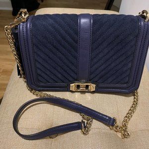 REBECCA MINKOFF Chevron Quilted Love Suede Bag
